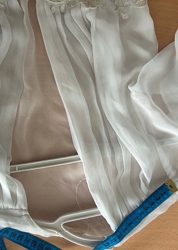 Nakışlı Beyaz Bohem Uzun Şifon Kap - Görsel 5