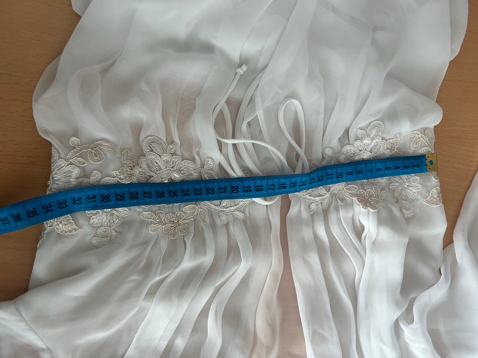 Nakışlı Beyaz Bohem Uzun Şifon Kap - Görsel 3