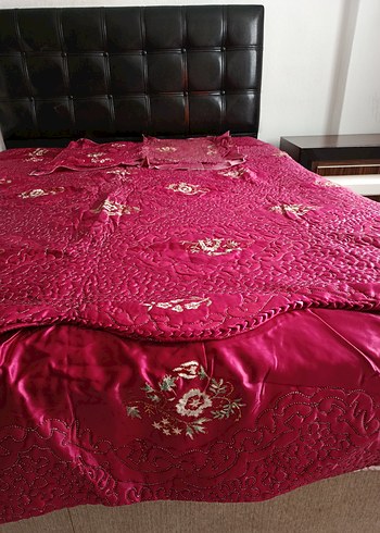 Bordo Nakışlı Yatak Örtüsü - Görsel 6