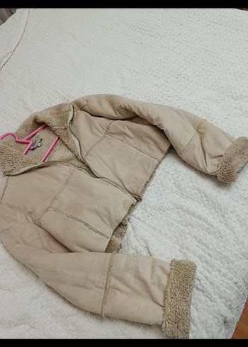 Bej Kadın Kürklü Midi Kışlık Ceket - Görsel 5