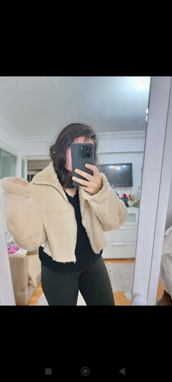 Bej Kadın Kürklü Midi Kışlık Ceket - Görsel 4