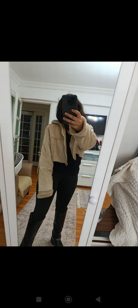 Bej Kadın Kürklü Midi Kışlık Ceket - Görsel 3