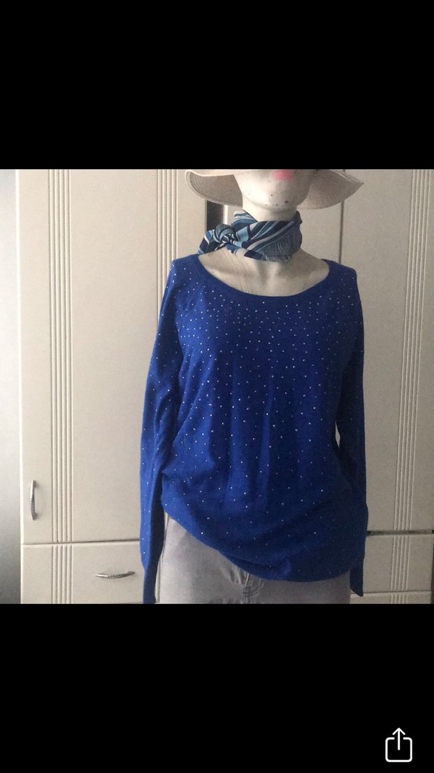 KOTON Mavi Triko Kadın Kazak - Görsel 3