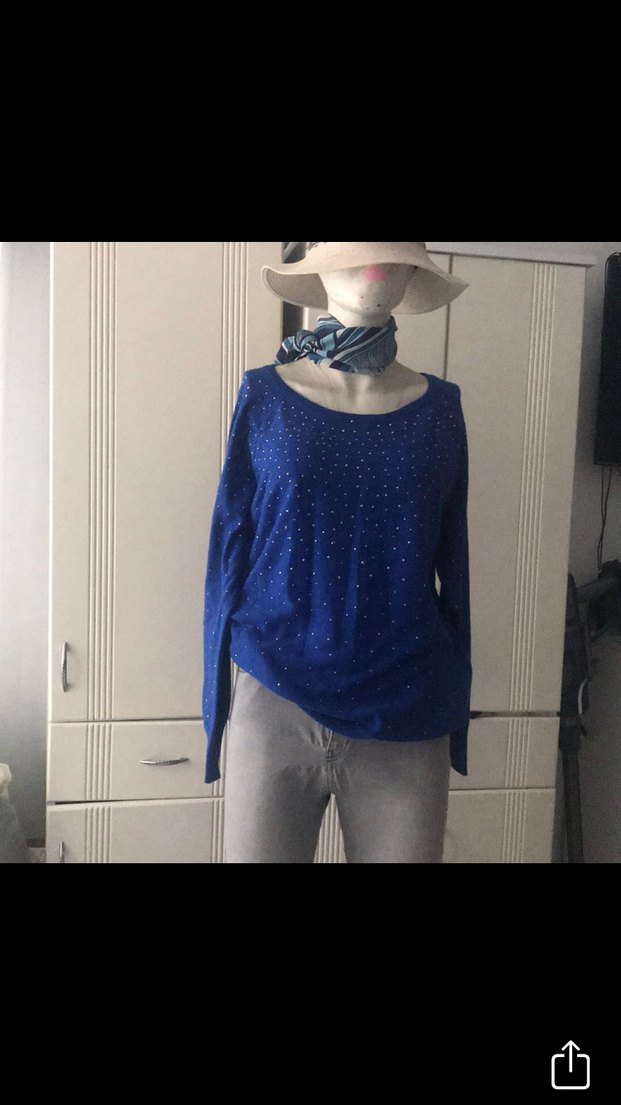 KOTON Mavi Triko Kadın Kazak - Görsel 4