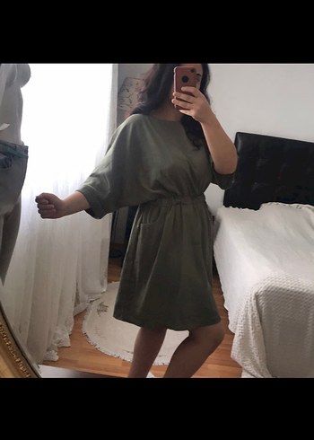 Sıfır Haki Midi Elbise - Görsel 4