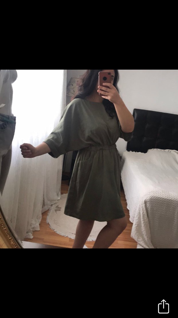 Sıfır Haki Midi Elbise - Görsel 4