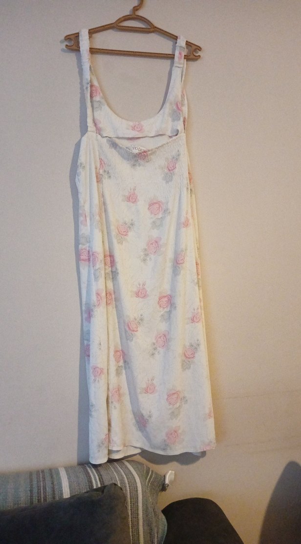 Beyaz Çiçek Desenli Uzun Hamile Gecelik - Görsel 2