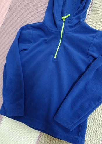 Erkek Çocuk Kapüşonlu Mavi Fermuarlı Sweatshirt Polar - Görsel 6