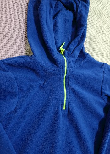 Erkek Çocuk Kapüşonlu Mavi Fermuarlı Sweatshirt Polar - Görsel 4
