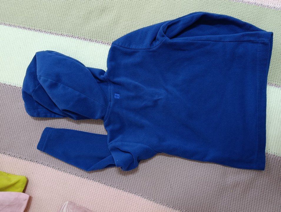 Erkek Çocuk Kapüşonlu Mavi Fermuarlı Sweatshirt Polar - Görsel 2