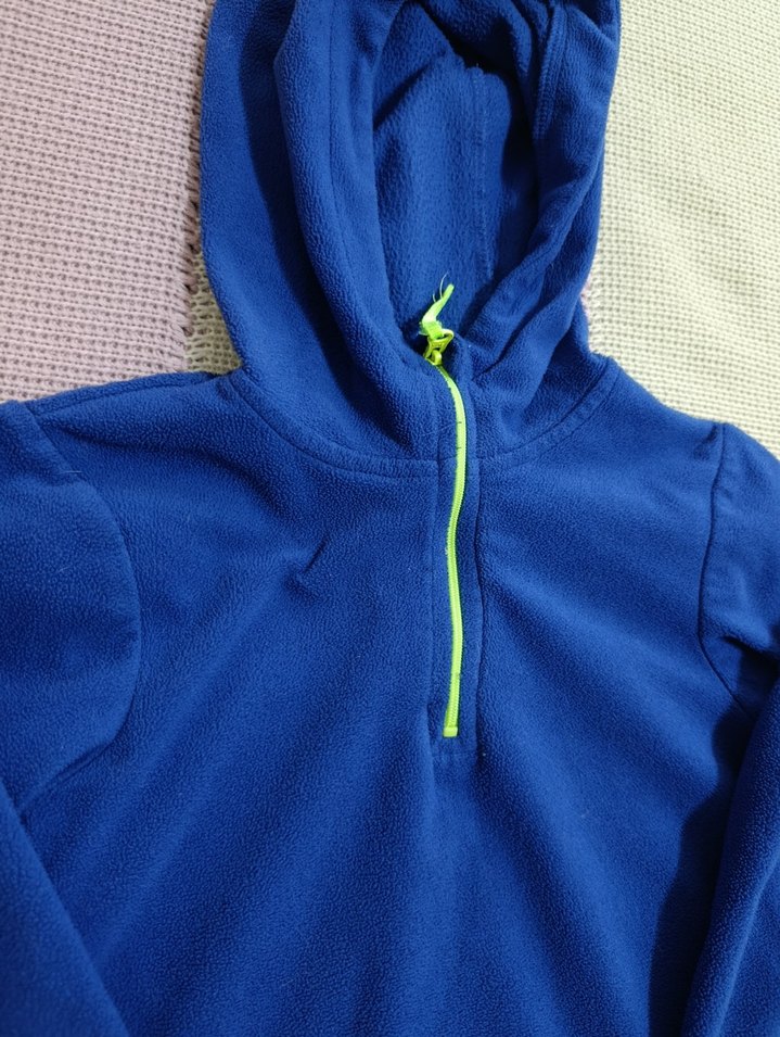 Erkek Çocuk Kapüşonlu Mavi Fermuarlı Sweatshirt Polar - Görsel 4