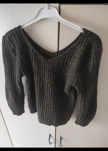 V Yakalı Örgü Kadın Kazak - Görsel 5