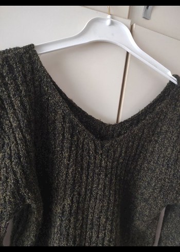 V Yakalı Örgü Kadın Kazak - Görsel 4