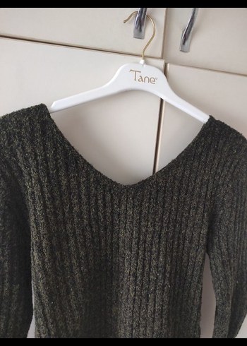 V Yakalı Örgü Kadın Kazak - Görsel 6