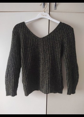 V Yakalı Örgü Kadın Kazak - Görsel 2