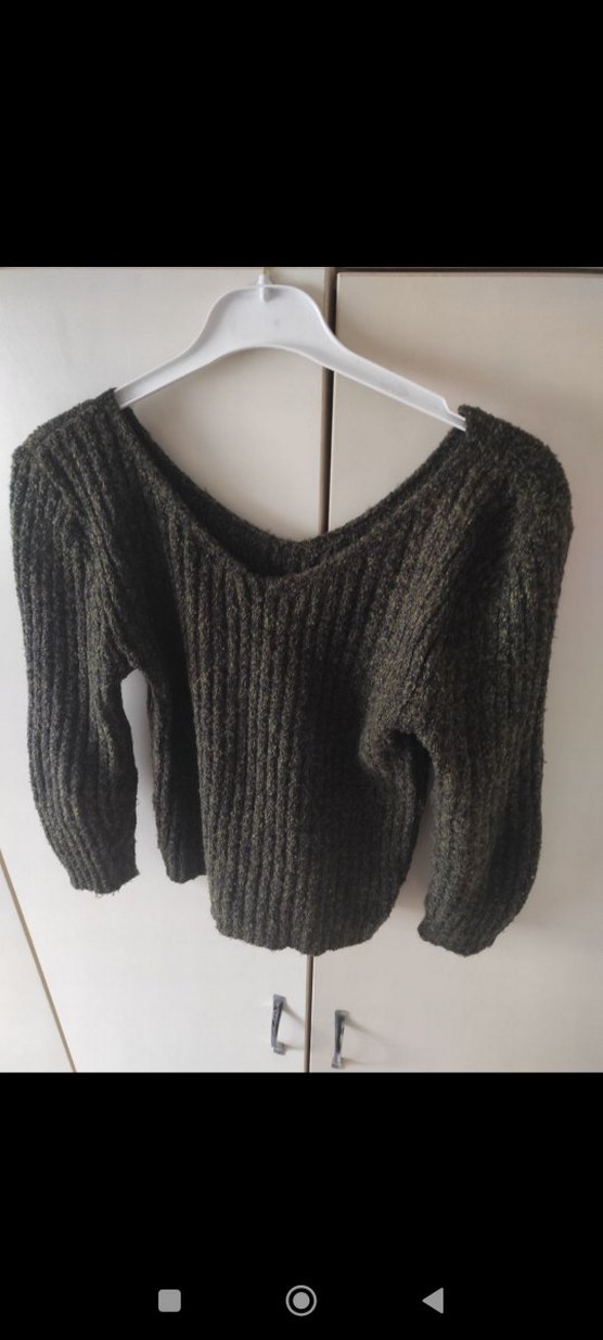 V Yakalı Örgü Kadın Kazak - Görsel 5