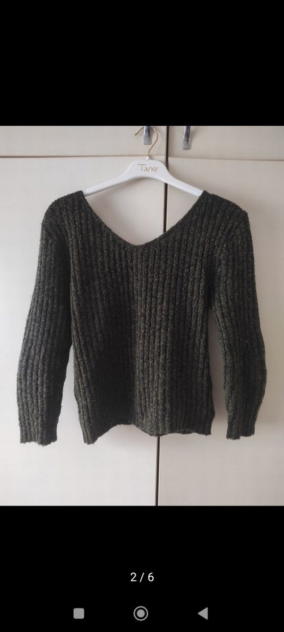 V Yakalı Örgü Kadın Kazak - Görsel 2