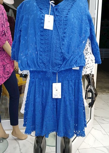 Beyaz Dantelli Bohem Kadın şort takım - Görsel 3