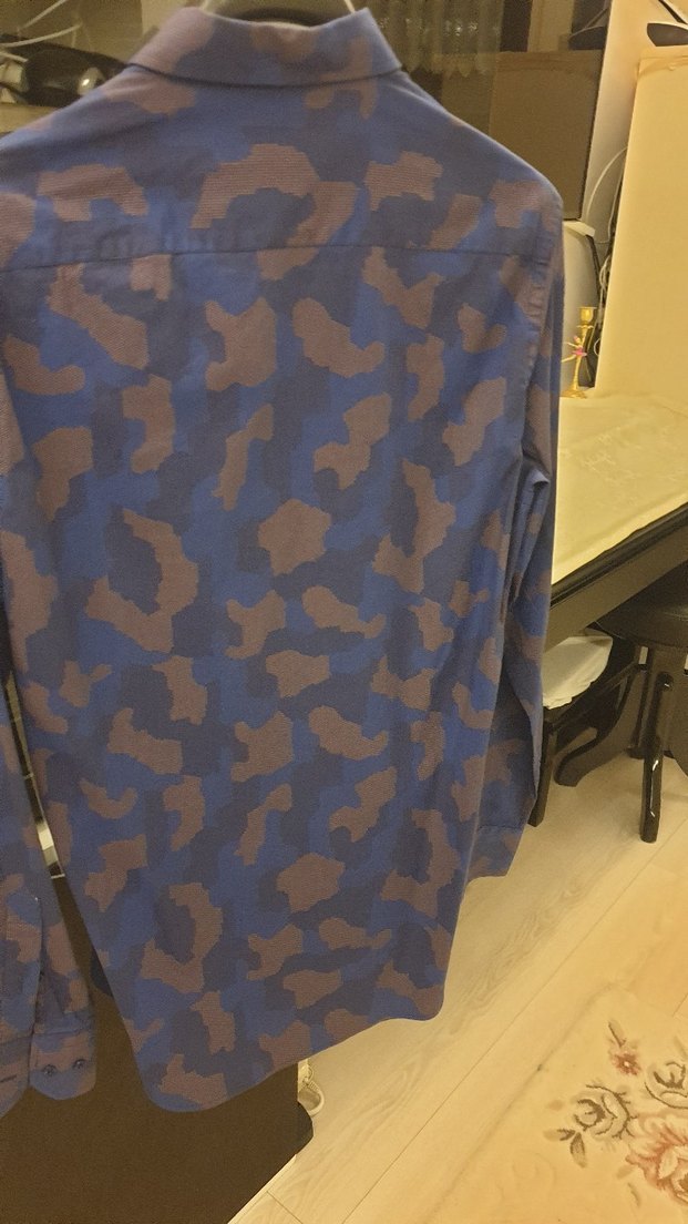 Valentino Erkek Gri Kamuflaj Kısa Kollu Gömlek - Görsel 3