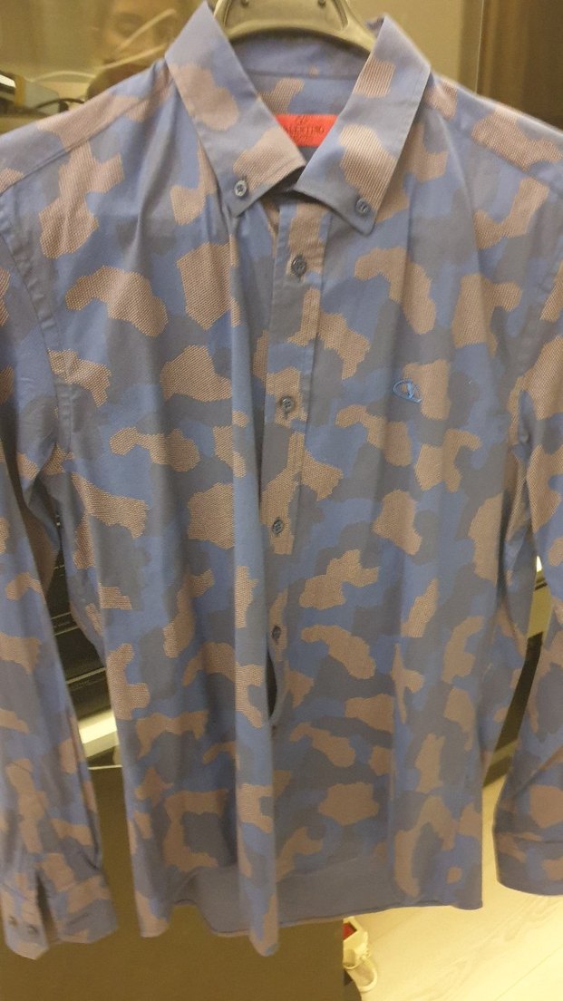 Valentino Erkek Gri Kamuflaj Kısa Kollu Gömlek - Görsel 2