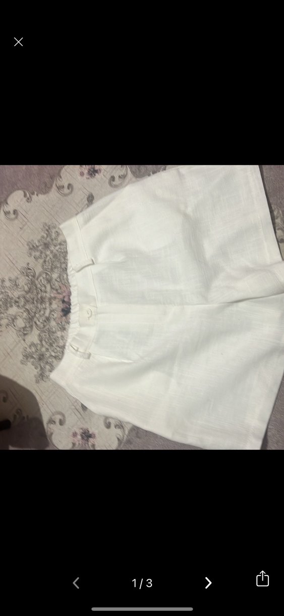 Zara  Beyaz Keten şort - Görsel 3