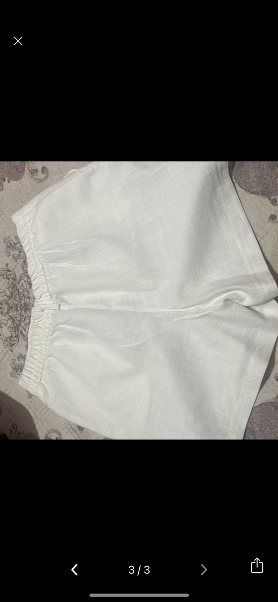 Zara  Beyaz Keten şort - Görsel 2