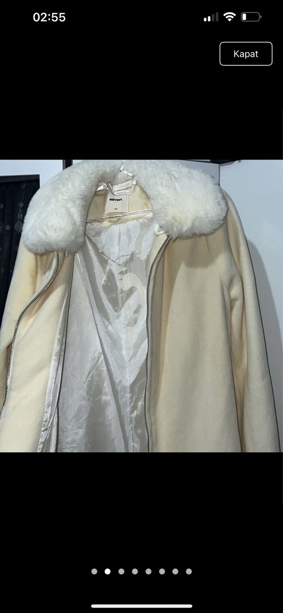 Koton Beyaz Kürklü Midi Kadın Kaban - Görsel 2