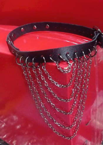 Beden Zincir Detaylı Choker Gotik Kadın tasma