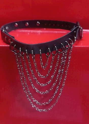 Zincir Detaylı Choker Gotik Kadın tasma