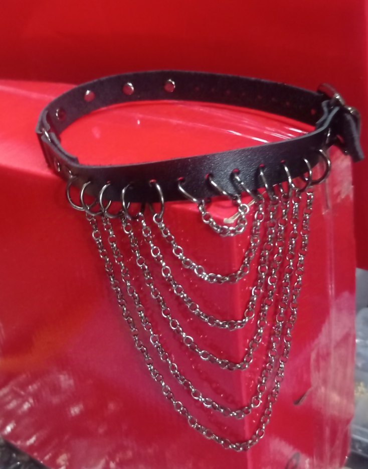 Zincir Detaylı Choker Gotik Kadın tasma - Görsel 4