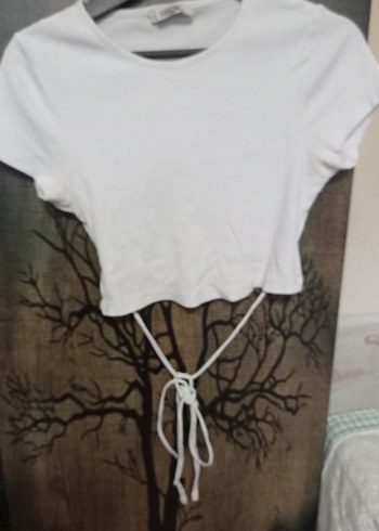 Kadın Beyaz Kısa Kollu Crop Top