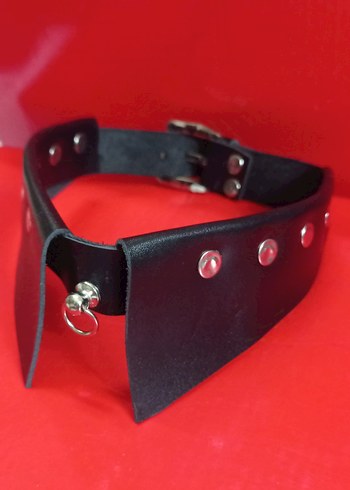 Gön Deri Siyah Deri Gotik Tokalı Kadın Choker