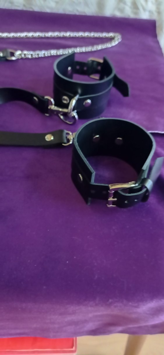 siyah Deri fantazi tasma kelepçe takım - Görsel 3