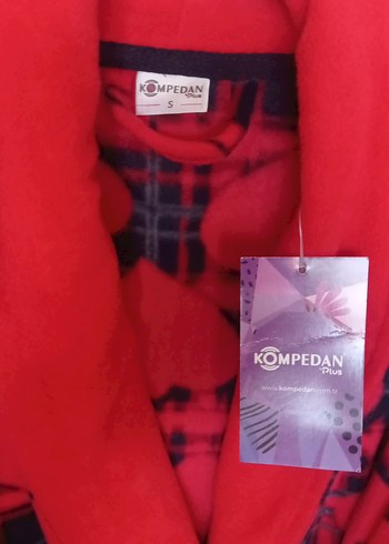 Kadın Kırmızı Desenli Uzun Kollu sabahlık - Görsel 3