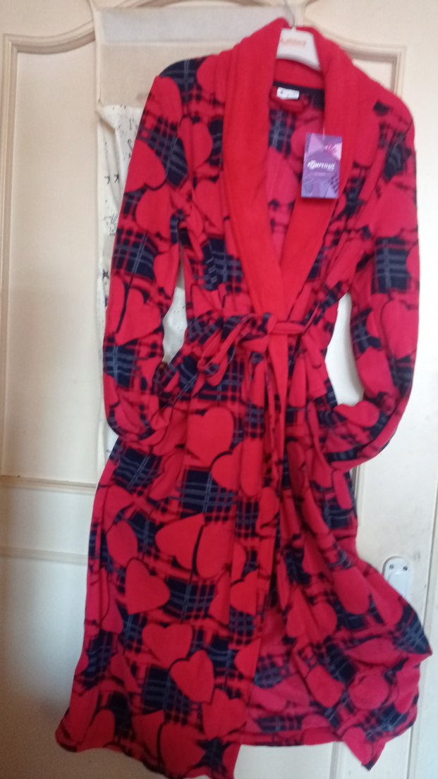 Kadın Kırmızı Desenli Uzun Kollu sabahlık - Görsel 2