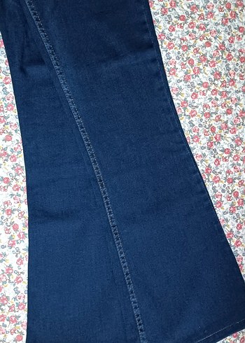 Diğer Düğmeli Koyu Mavi Kadın Denim Pantolon