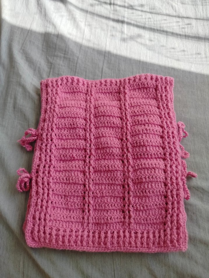 Kız Çocuk Pembe V Yaka Örgü Panço - Görsel 2