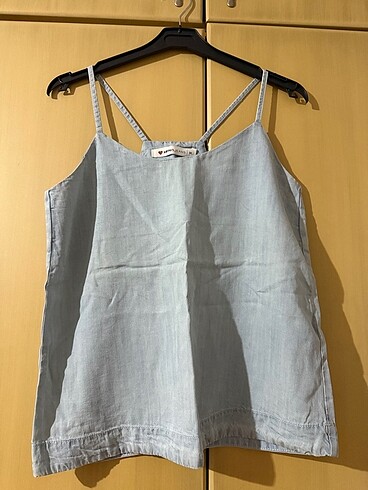 Koton denim sırt detaylı bluz