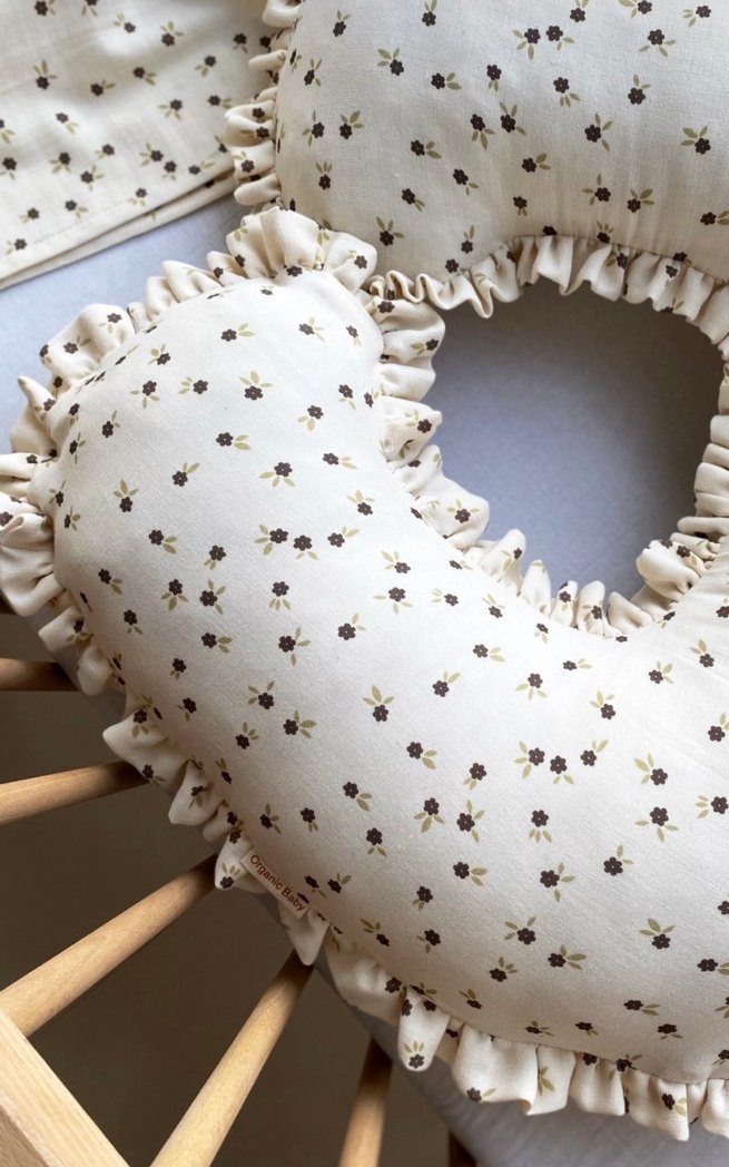 Nakışlı Beyaz Emzirme ve Hamile Yastığı puset minderi puset örtü - Görsel 2