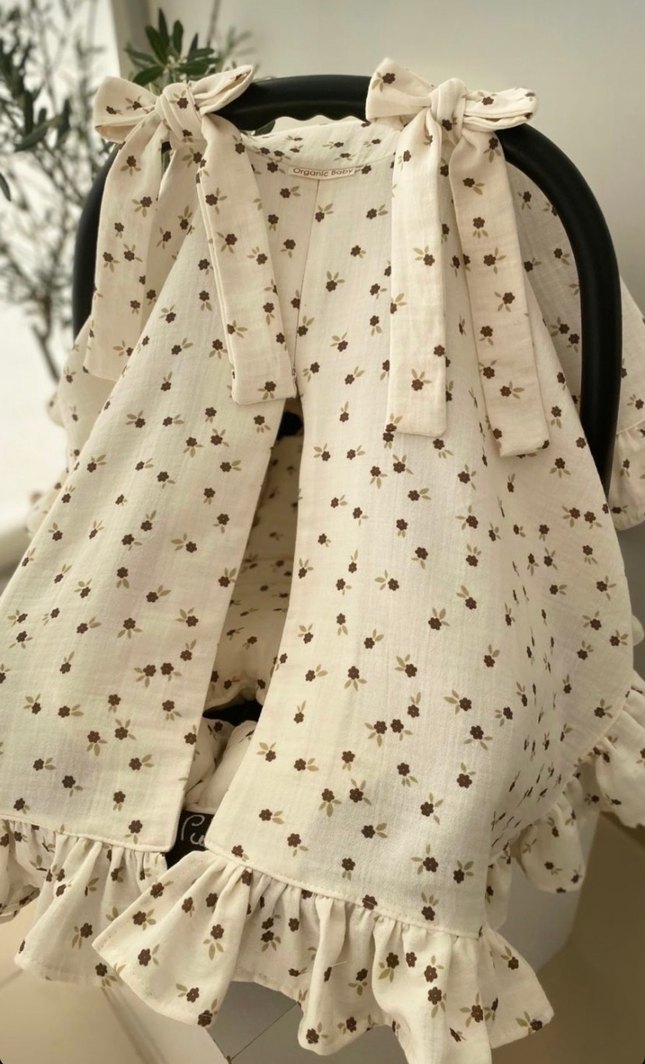 Nakışlı Beyaz Emzirme ve Hamile Yastığı puset minderi puset örtü - Görsel 3