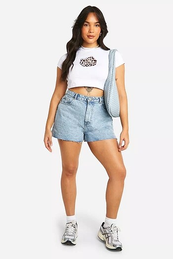 diğer Beden Leopar desenli zar nakış crop