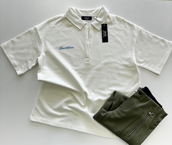 Polo yaka kadın T-shirt