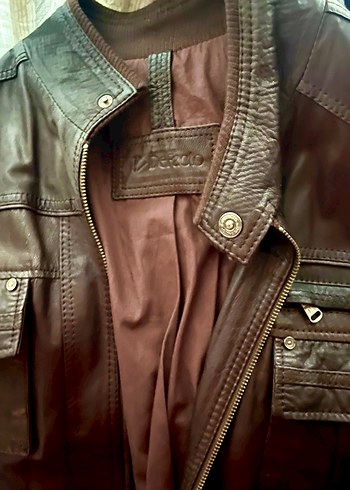 Deri  Erkek Ceket 2XL Acı kahverengi - Görsel 10