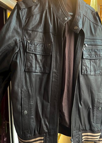 Deri  Erkek Ceket 2XL Acı kahverengi - Görsel 8