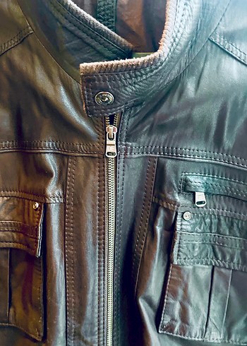 Deri  Erkek Ceket 2XL Acı kahverengi - Görsel 7