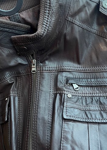 Deri  Erkek Ceket 2XL Acı kahverengi - Görsel 9