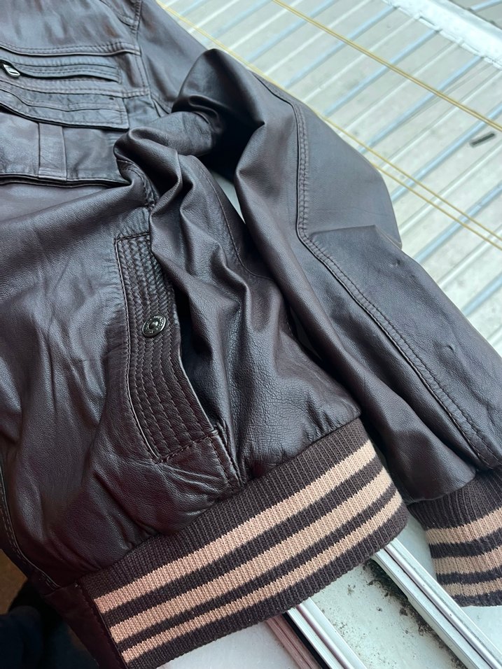 Deri  Erkek Ceket 2XL Acı kahverengi - Görsel 3