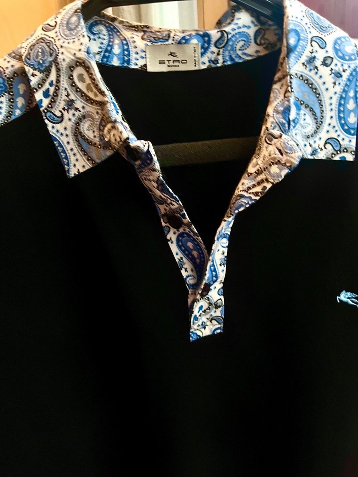 ETRO Polo yaka 2XL siyah tişört — görsel 2/7