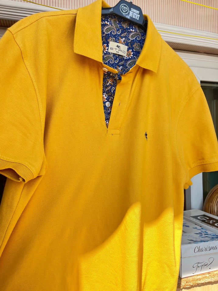 ETRO 2XL orijinal hardal rengi Erkek Polo Tişört - Görsel 2