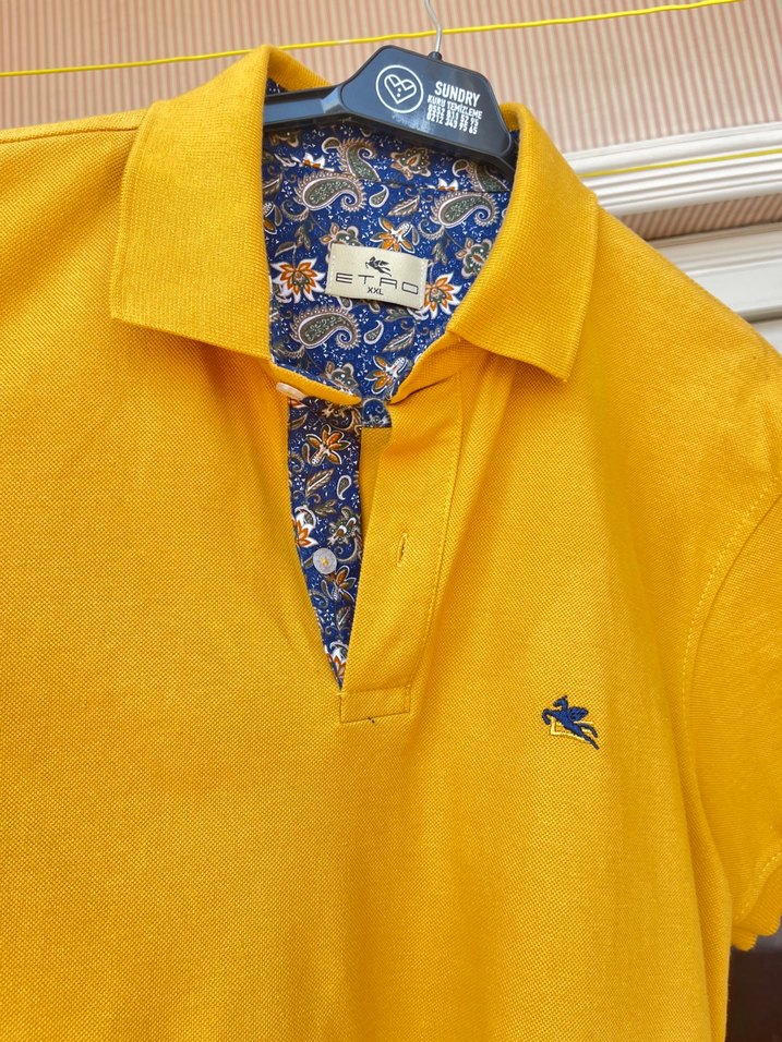 ETRO 2XL orijinal hardal rengi Erkek Polo Tişört - Görsel 5